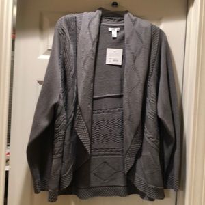 Ladies gray cable knit cardigan